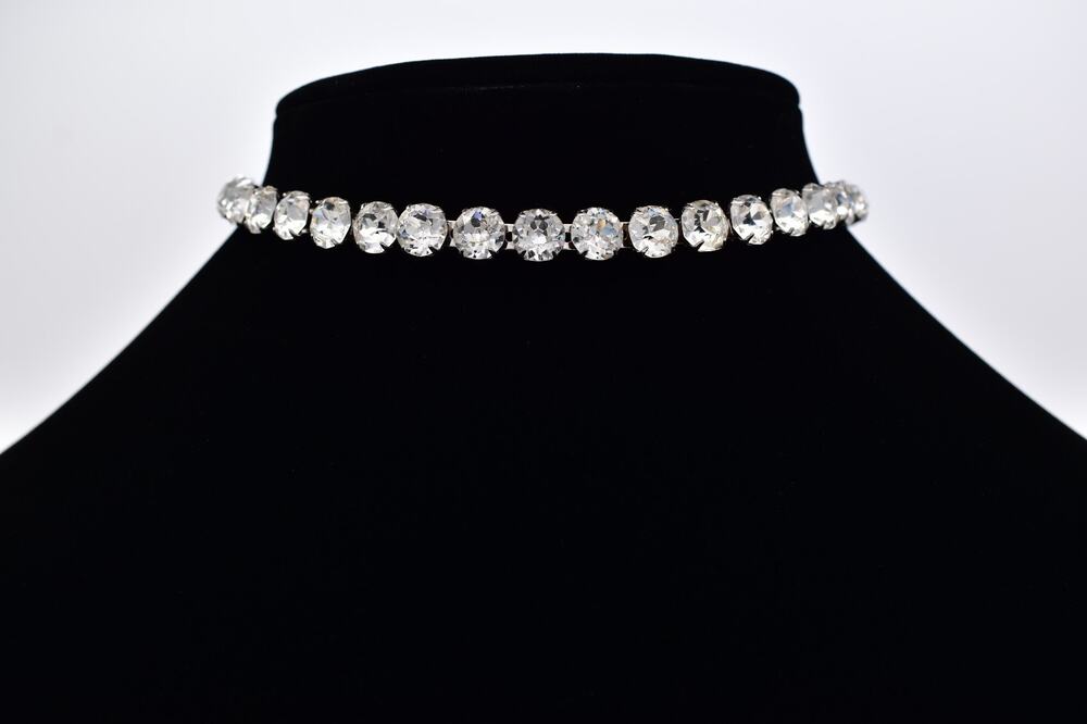 Eisenberg Vintage Brilliant Crystal Rhinestone Choker Necklace Bridal Signed 9J